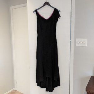 Citrine Sleeveless Black V neck Hi Lo Hem Pink Slip Dress Size 8